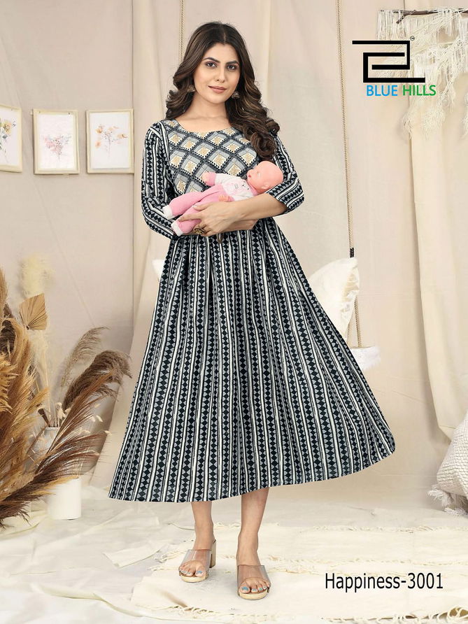 Happiness Vol 3 By Blue Hills Long Printed Kurtis Catalog